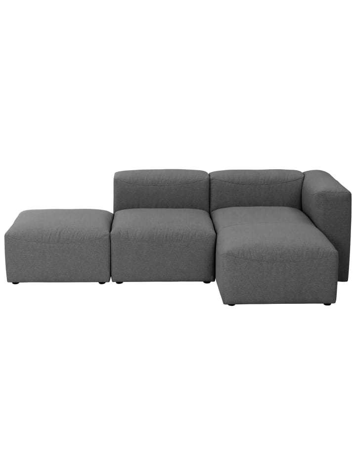 ECKSOFA mit Hocker links Kattrina Flachgewebe anthrazit