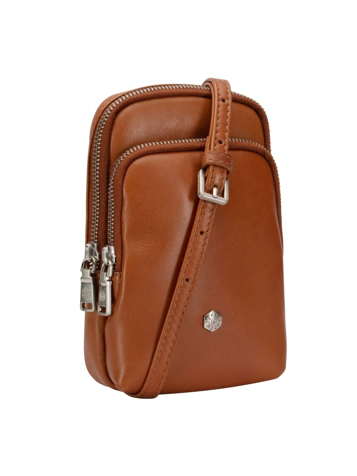 Paris Handytasche Leder 11 cm tan