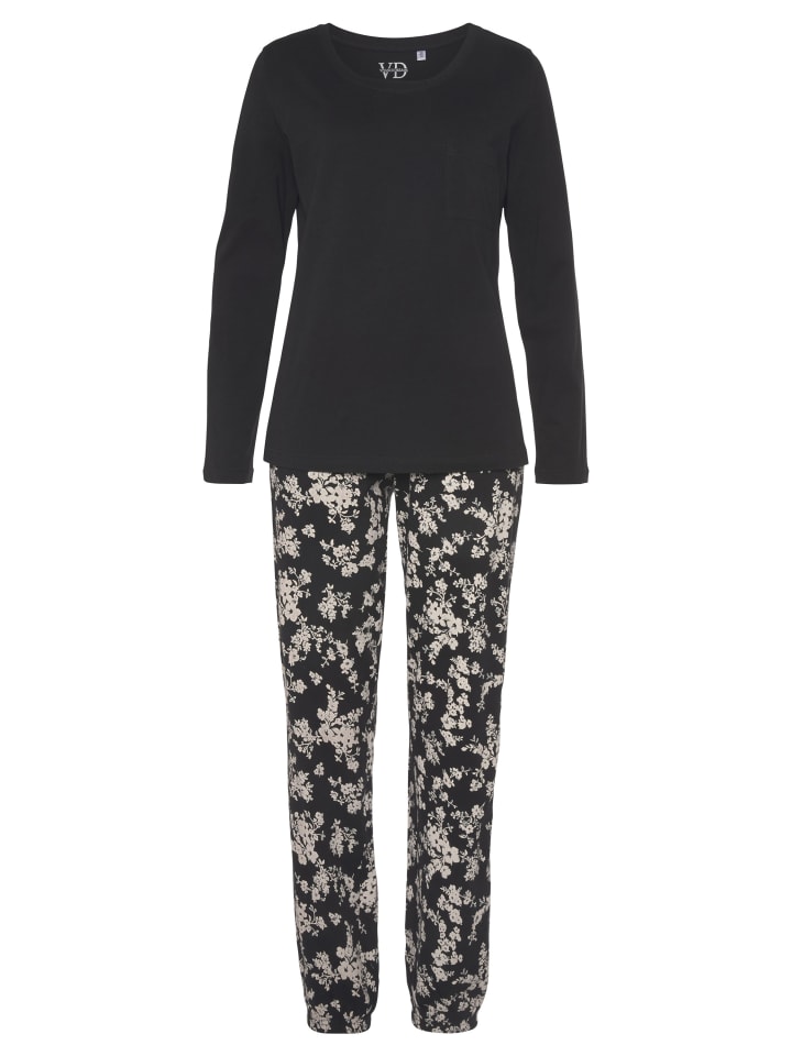 Pyjama in schwarz weiß-geblümt