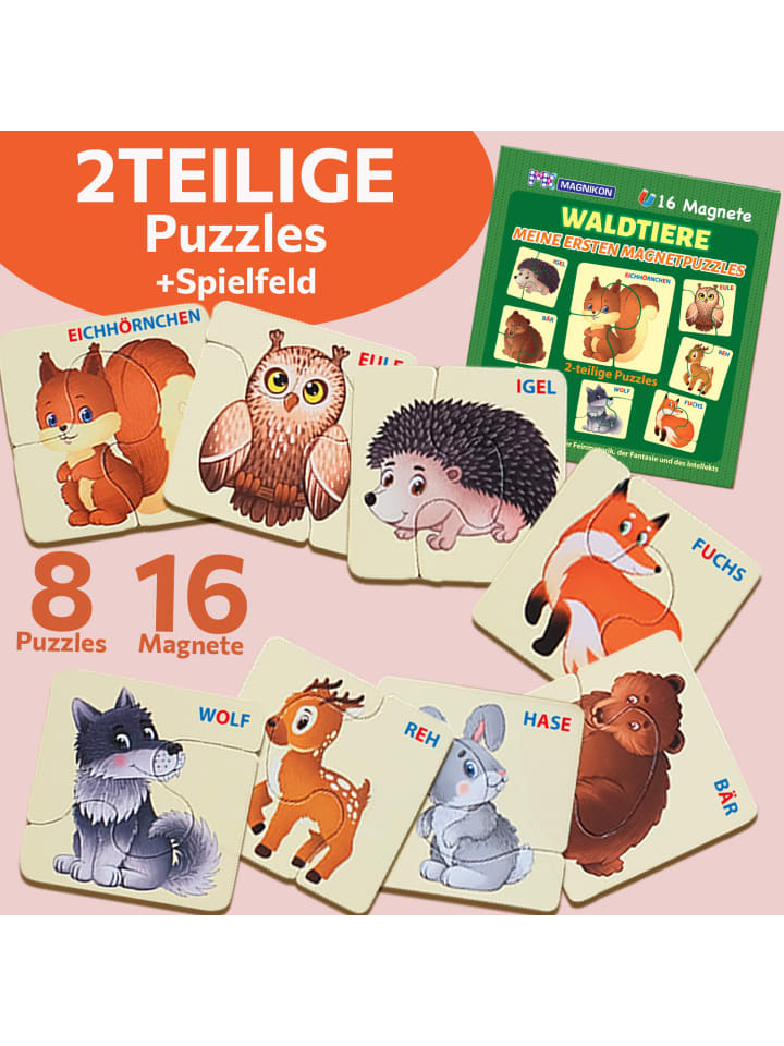 Erste Große Puzzles 2 Teile Waldtiere mit 16 Magneten- ab 3 Jahren