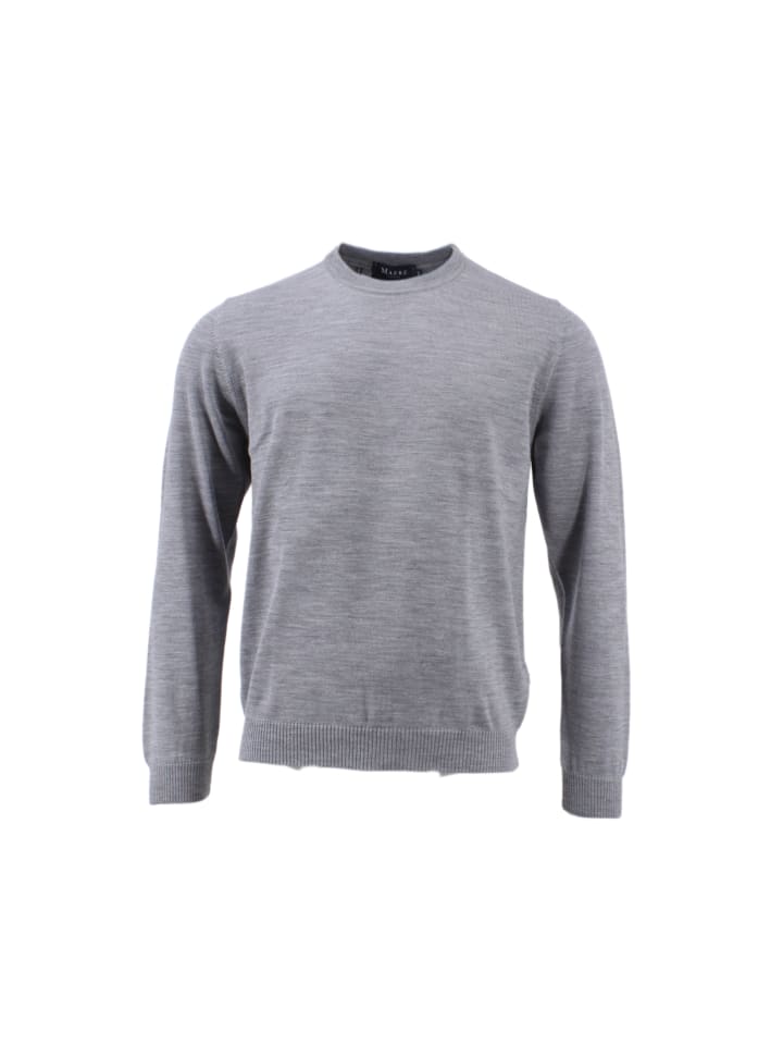 Pullover Rundhals Superwash Classic Fit in Grau