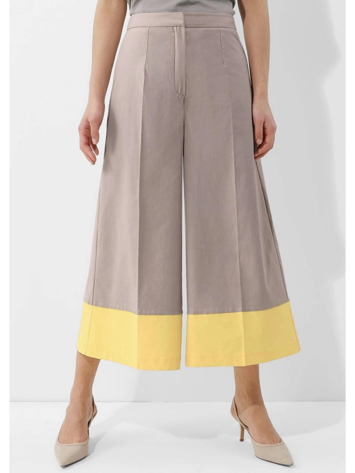 Moderne Culotte mit Color-Blocking in taupe / gelb