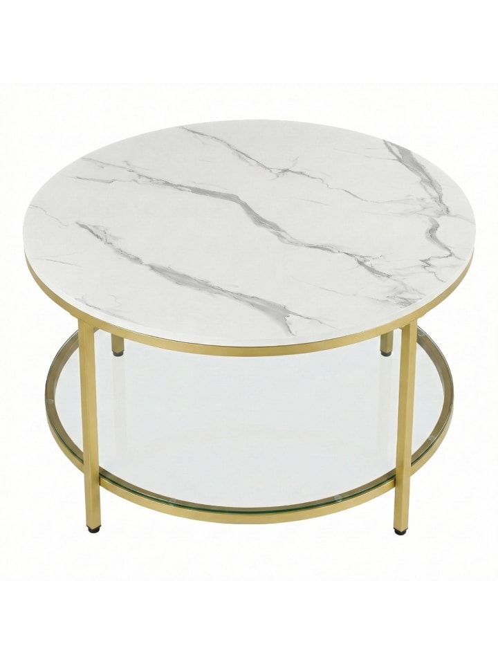 Couchtisch Baris in Weiß-Gold - (B)80 x (H)45 x (T)80 cm
