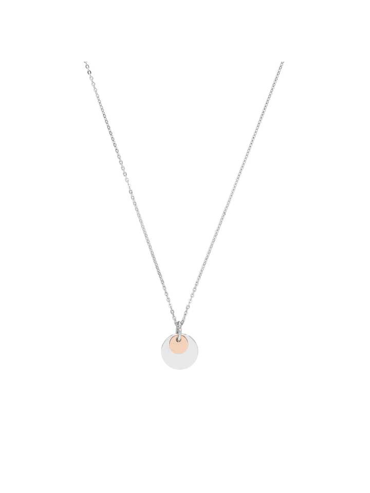 Kette mit Anhänger Silber 925, rhodiniert+rosévergoldet in Bicolor