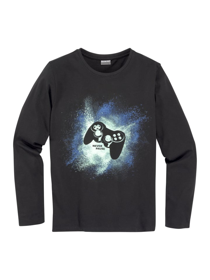 Langarmshirt in schwarz