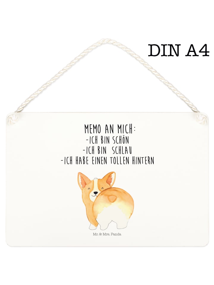 Deko Schild Corgi Po mit Spruch in Weiß