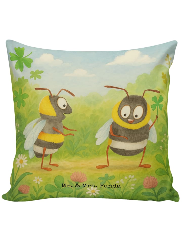 Kuschelkissen 40x40 Hummeln Kleeblatt Design oh... in Weiß