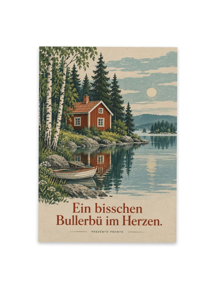 Grußkarte Hütte nostalgisch Design mit Spruch in Weiß