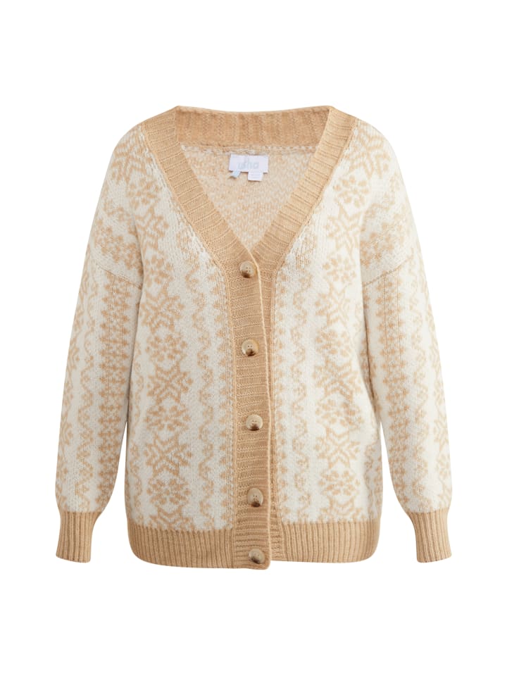 Damen Oversize Cardigan in Beige Creme