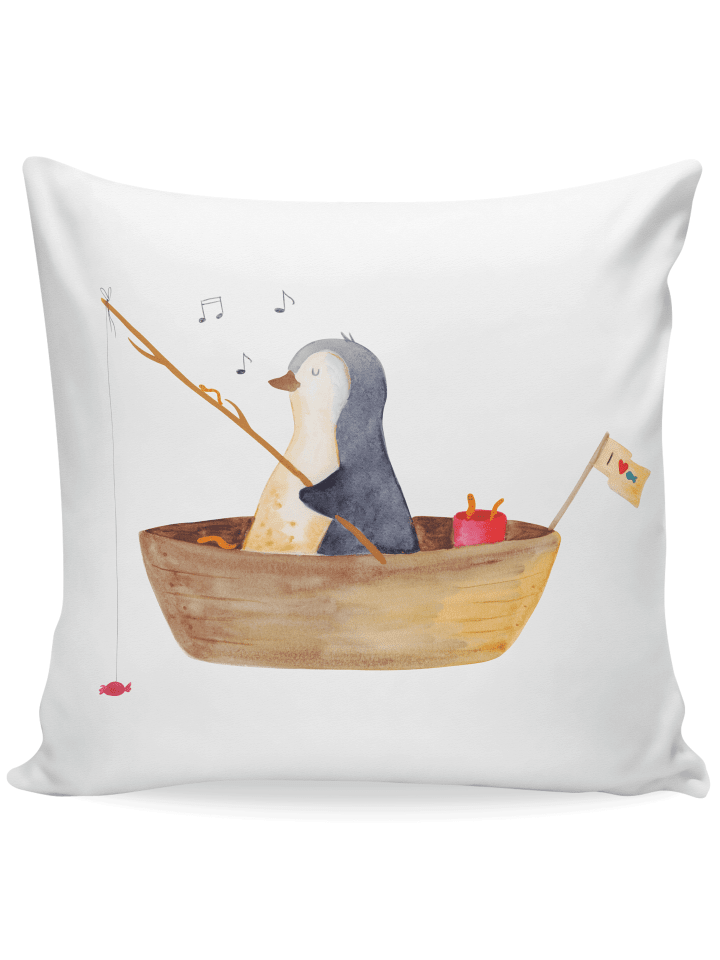 Kissen 40x40 Pinguin Angelboot ohne Spruch in Weiß