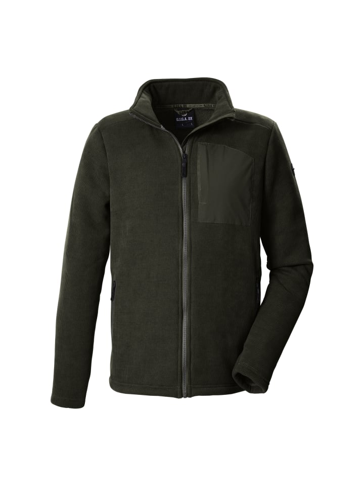 Strickfleecejacke mit Stehkragen in Dunkeloliv111