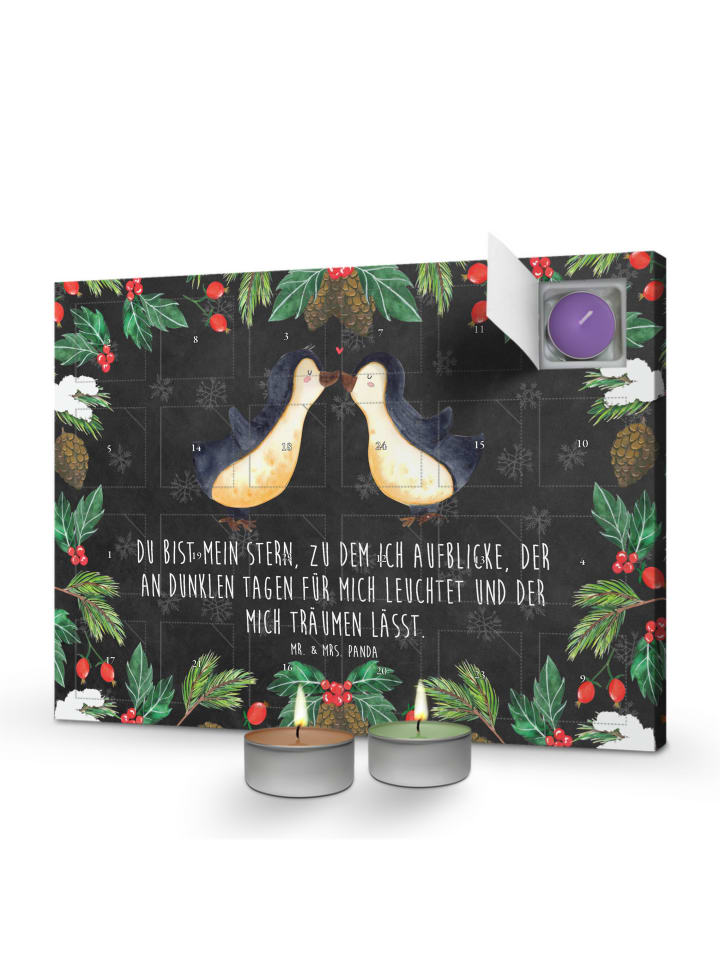 Adventskalender Pinguin Liebe mit Spruch in Kreidetafel