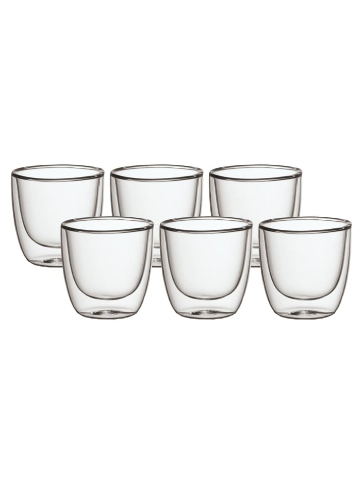 6er Set Doppelwandige Becher Manufacture Rock in Transparent 60 ml