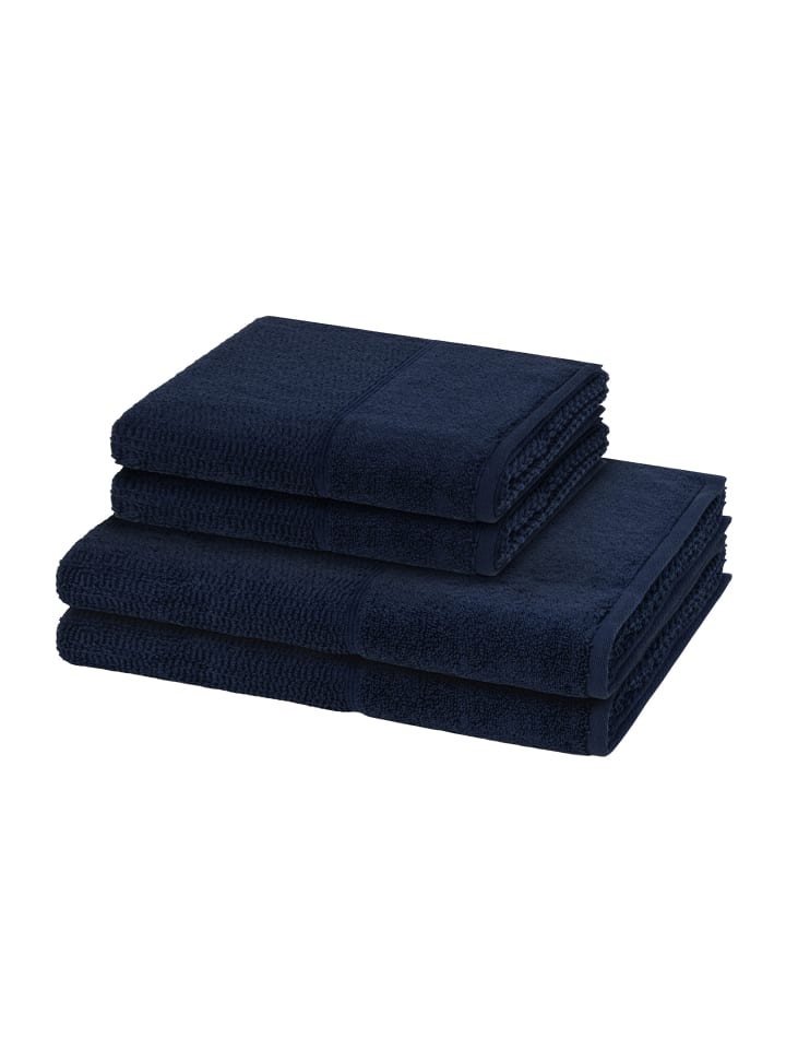 2 X Handtuch 2 X Duschtuch im Set Pearl in Deep Sea