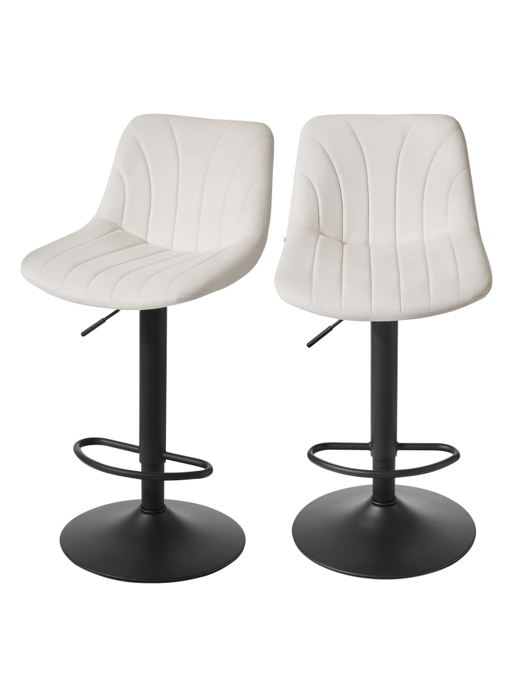 2er-Set: Barhocker Tyra in Weiß - (B)43 x (H)(88-108) x (T)46.5 cm