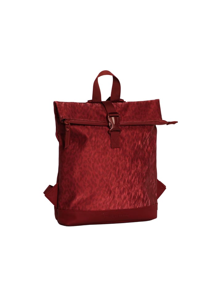 DRS25.1686 PU Rubber leopard print backpack S Garies in 57 burgundy