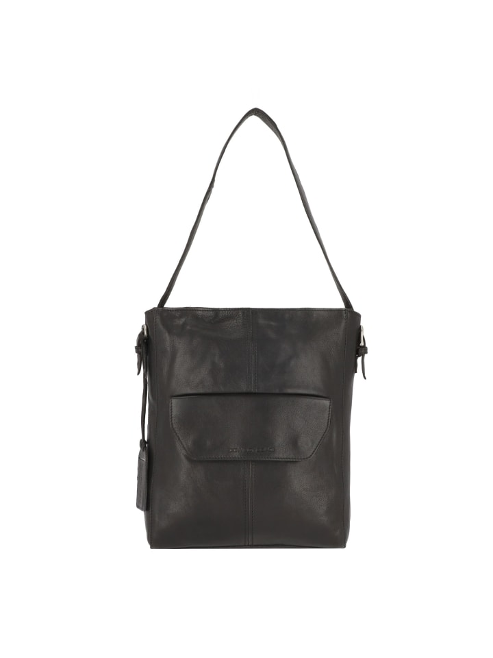 Brampton Schultertasche Leder 28 cm Laptopfach black