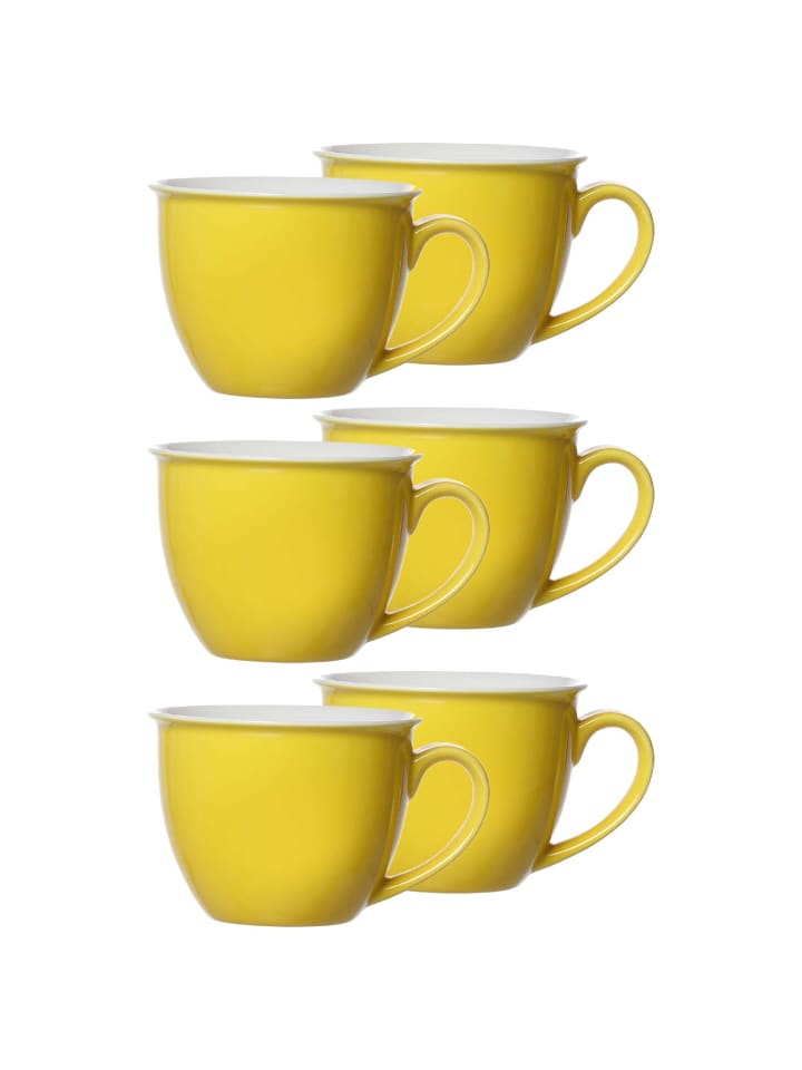 6er Set Jumbotassen Doppio in Gelb 350 ml