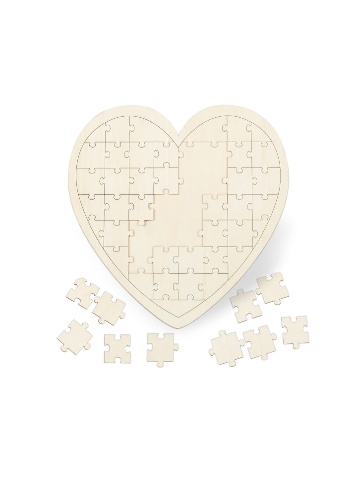 10x Herzpuzzle in Natur