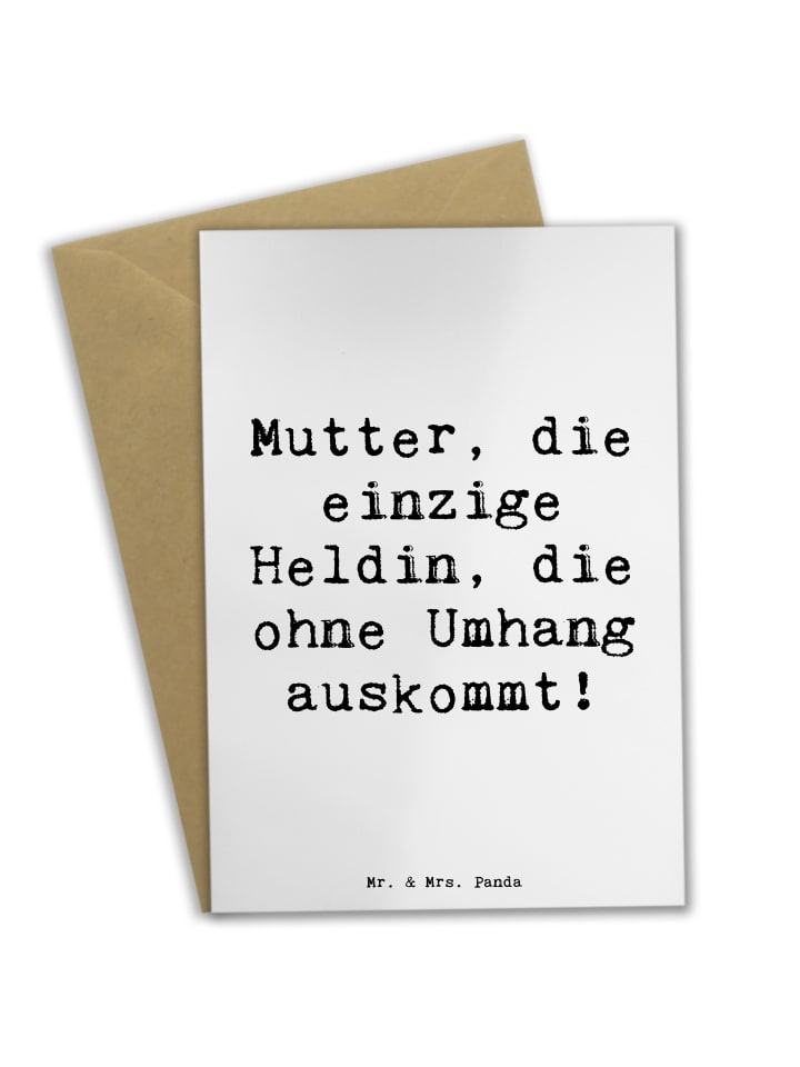 Grußkarte Heldin Mutter mit Spruch in Weiß