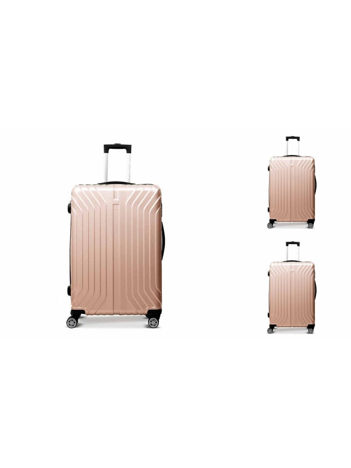 3-tlg "vertical line" ABS Hartschalenkofferset Trolley Zahlenschloss in Rosegold