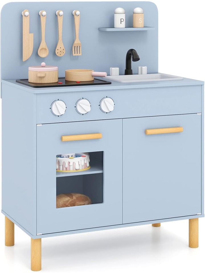 Kinderküche mit 10 Zubehör in Blau