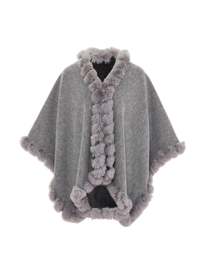 Damen Poncho in Hellgrau