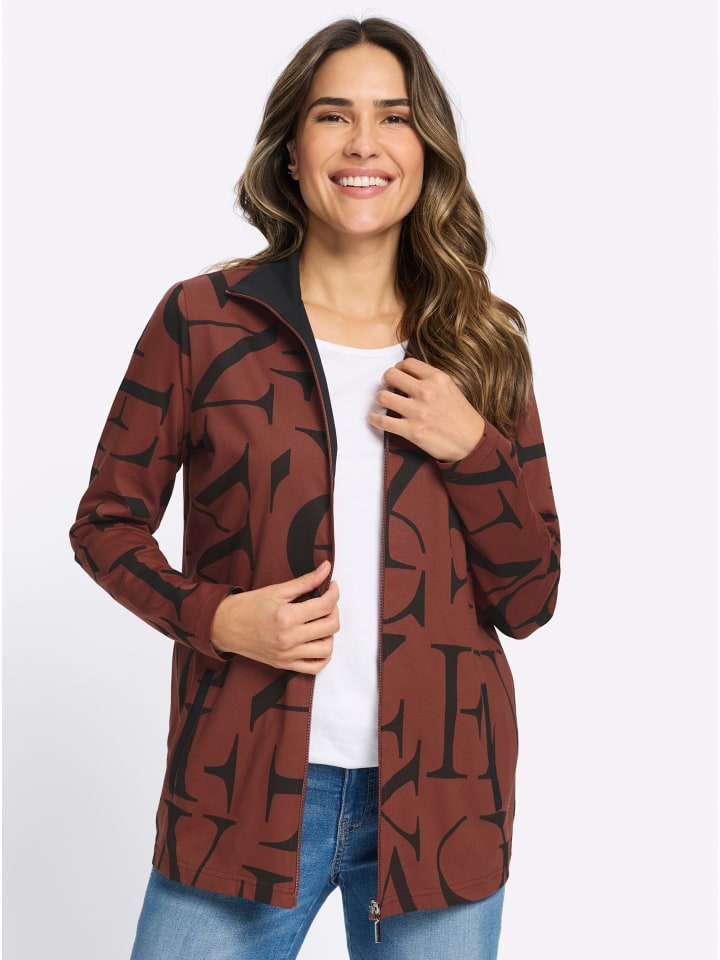 Shirtjacke in rotbraun-schwarz-bedruckt