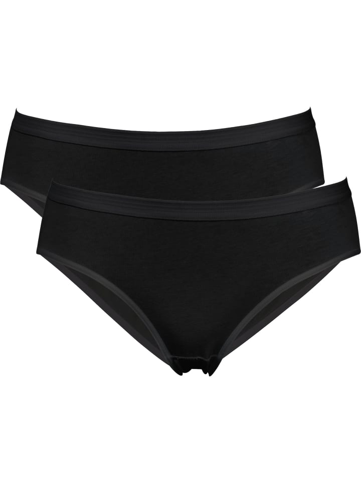 Baumwolle, Single-Jersey Slip 2er-Pack in schwarz
