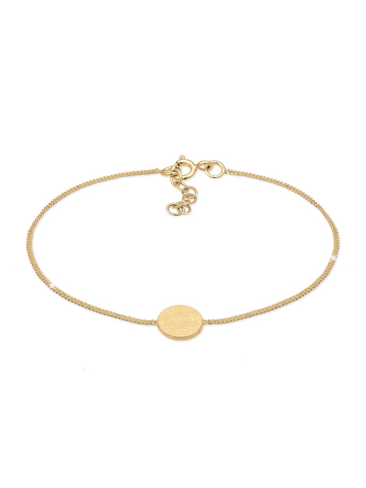 Armband 925 Sterling Silber Geo, Kreis, Plättchen in Gold