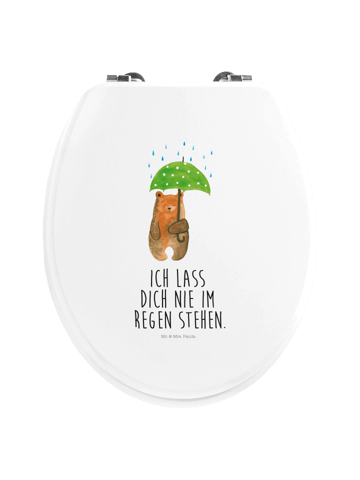 WC Sitz Bär Regenschirm mit Spruch in Weiß