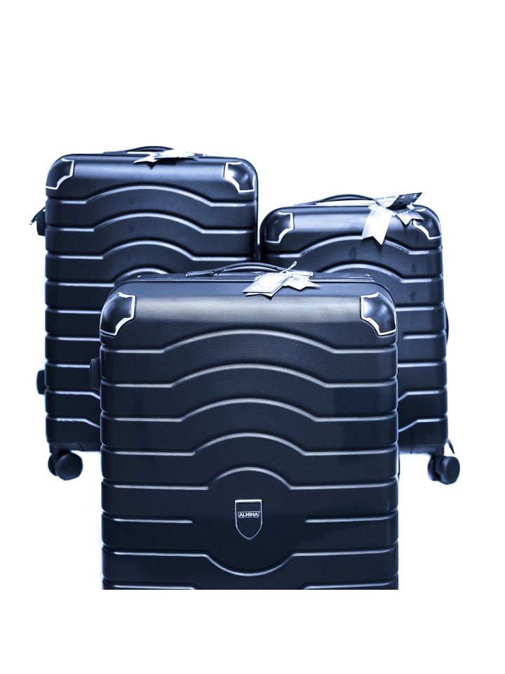 3 Tlg. Reisekoffer- Set mit 4 Räder 360° drehbar, Hartschale in Blau