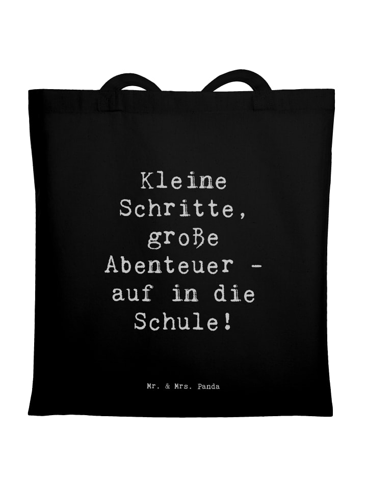Tasche Spruch Schulanfang Abenteuer mit Spruch in Schwarz