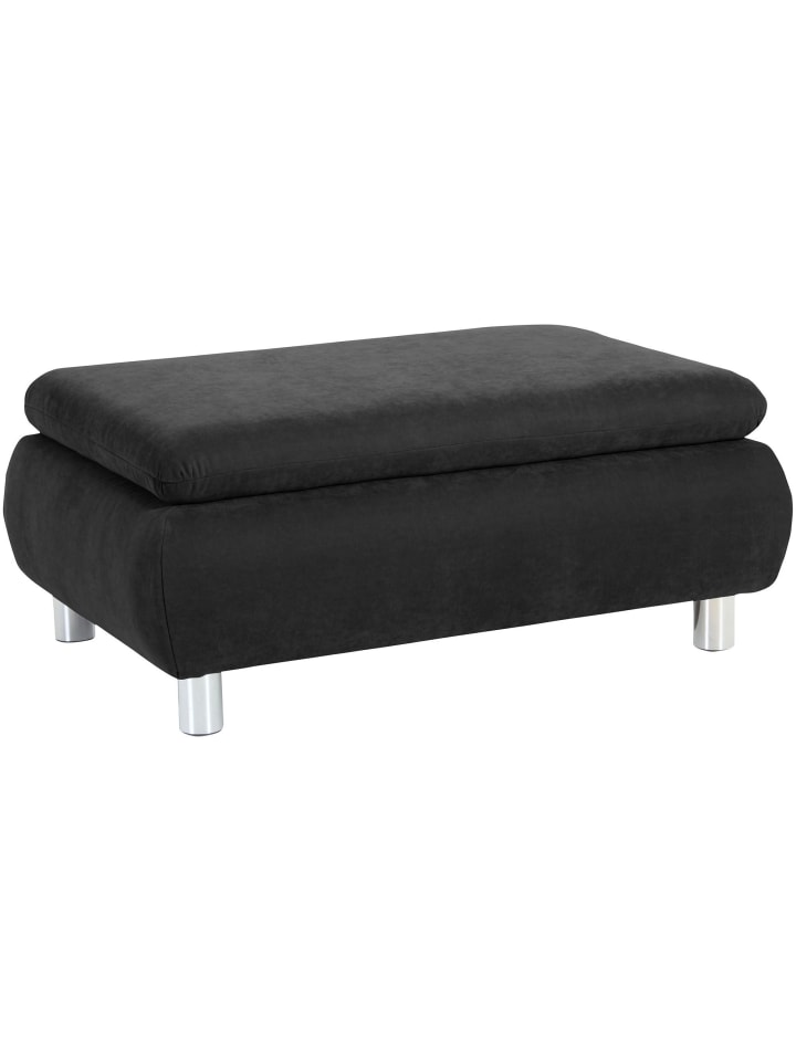 HOCKER Kaye Bezug Veloursstoff Metallfuß verchromt / schwarz