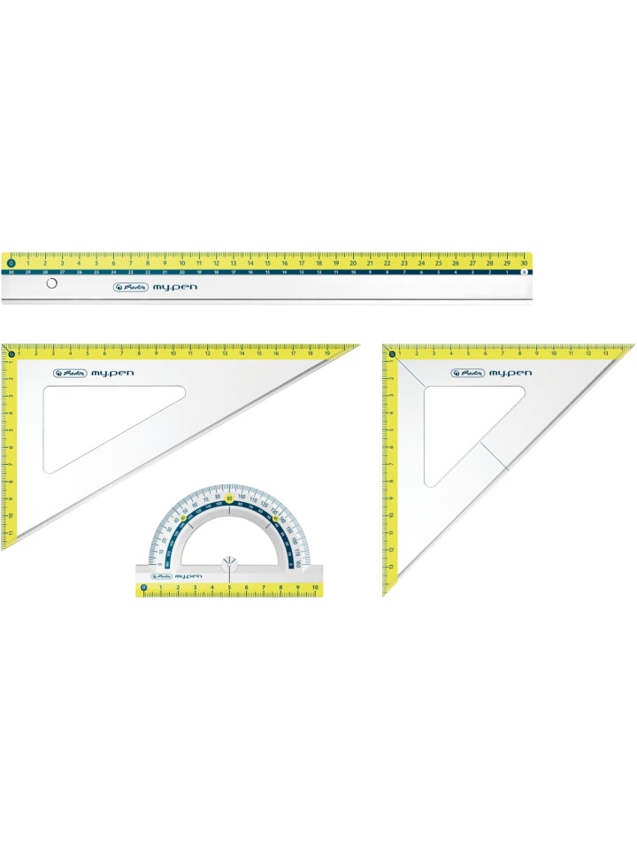 Geometrie-Set my.pen 4-teilig transparent/farbig sortiert