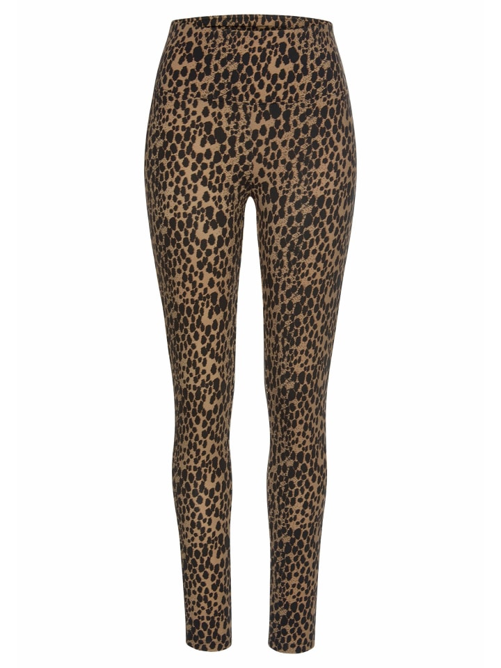 Leggings in camelfarben-schwarz-leo