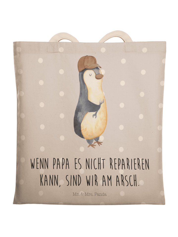 Shopping Bag Wenn Papa es nicht reparieren kann... in Grau Pastell