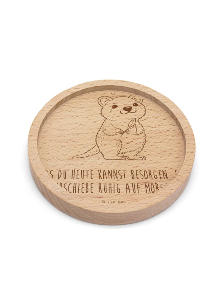 Tischuntersetzer Quokka Happy mit Spruch in Transparent