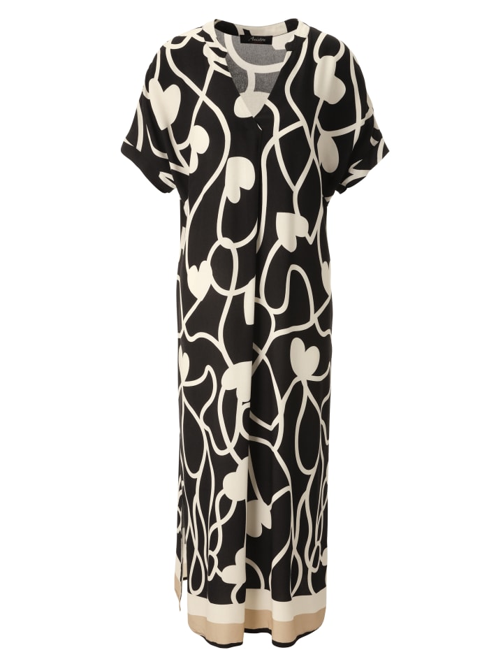 Sommerkleid in schwarz-wollweiß-beige
