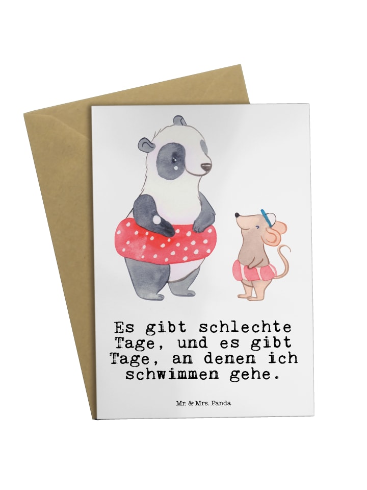 Grußkarte Otter Schwimmen mit Spruch in Weiß
