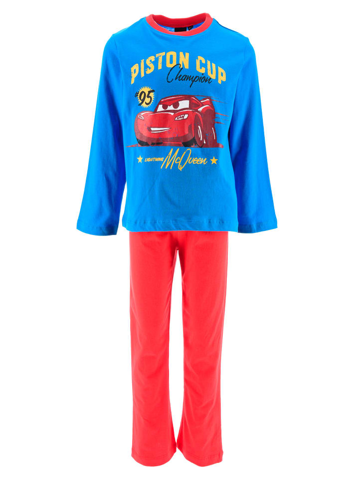 2tlg. Outfit: Schlafanzug Langarmshirt und Hose in Blau