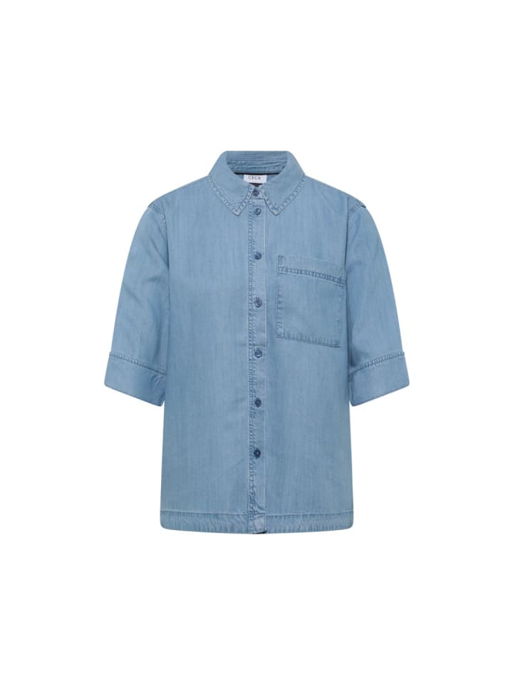 Halbarmbluse in light blue wash