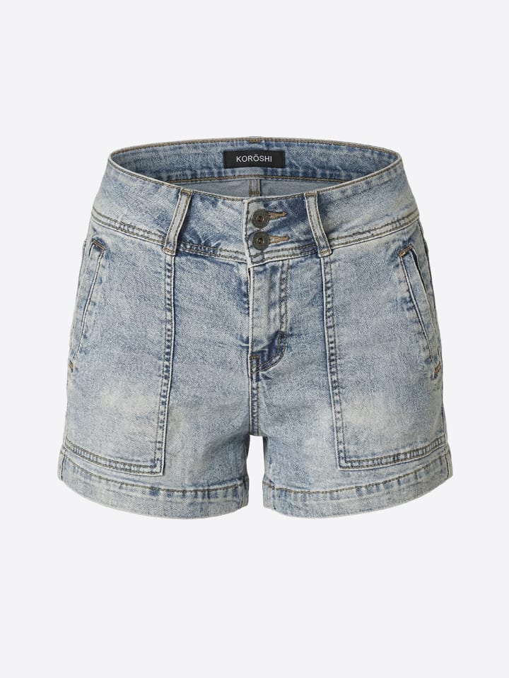 Glänzende Logo-Jeansshorts in blau