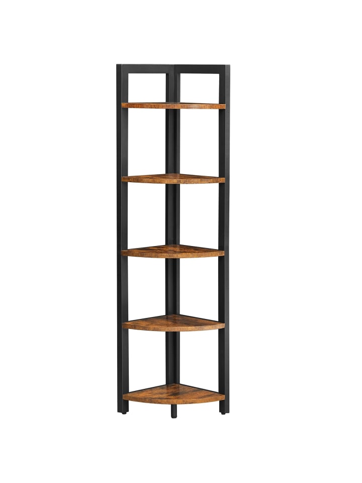 Eckregal Barnet in Braun-Schwarz - (B)30 x (H)150 x (T)30 cm