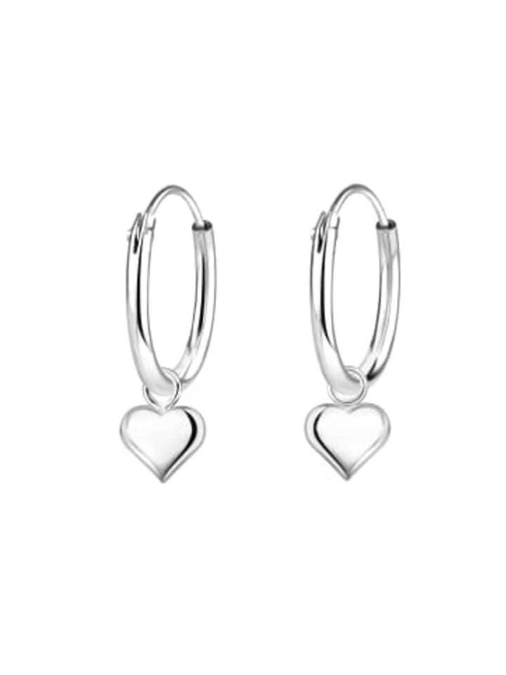 Ohrringe, Creolen HERZ in 925 Sterling Silber in silber
