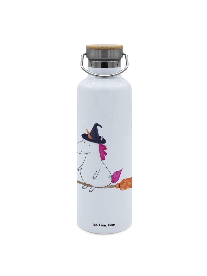 Lustige Trinkflasche Einhorn Hexe ohne Spruch in Weiß