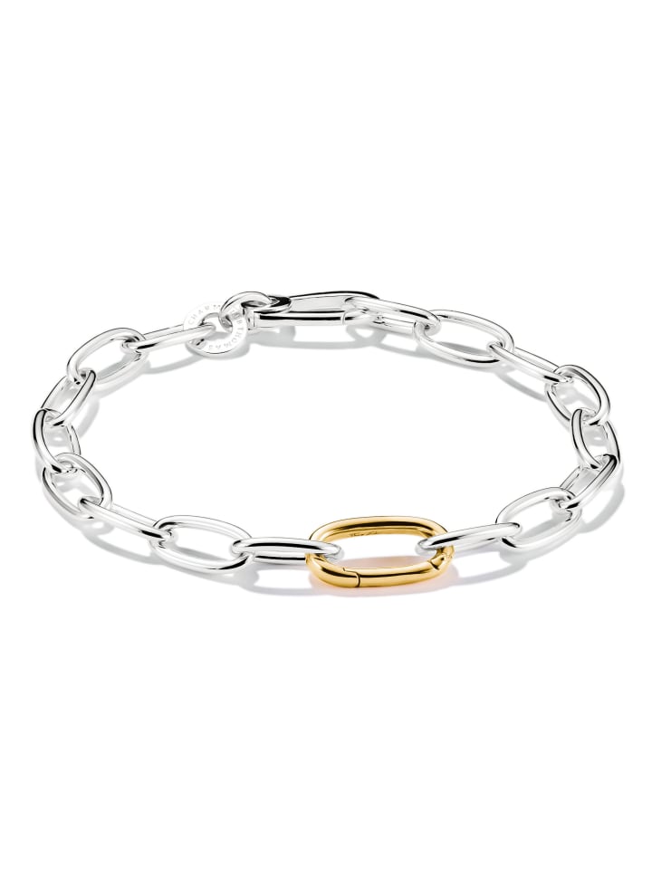 Charm-Armband Bicolor Mit Einem Connect Link in silber, gold