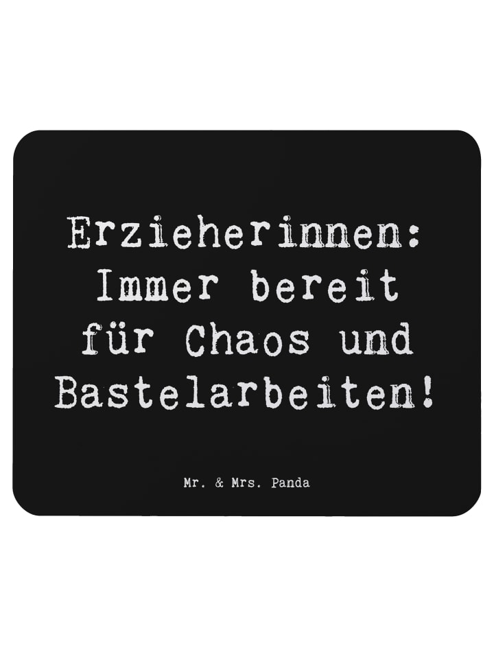 Mauspad Spruch Erzieherin Chaos mit Spruch in Schwarz