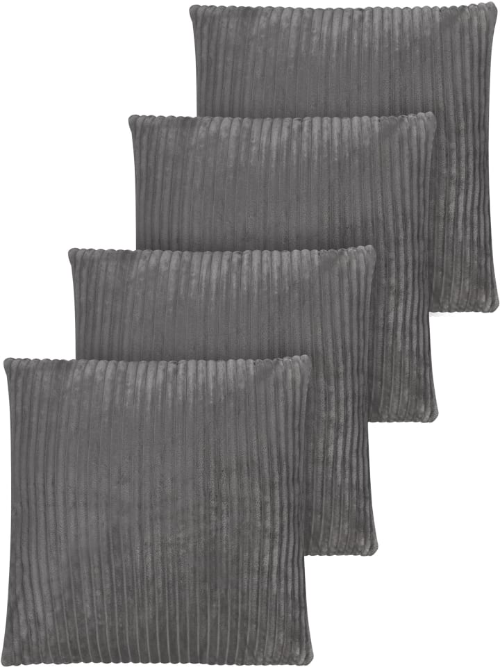 4er Set Kissenbezüge aus Flanell 60x60 cm Salta in Dunkelgrau
