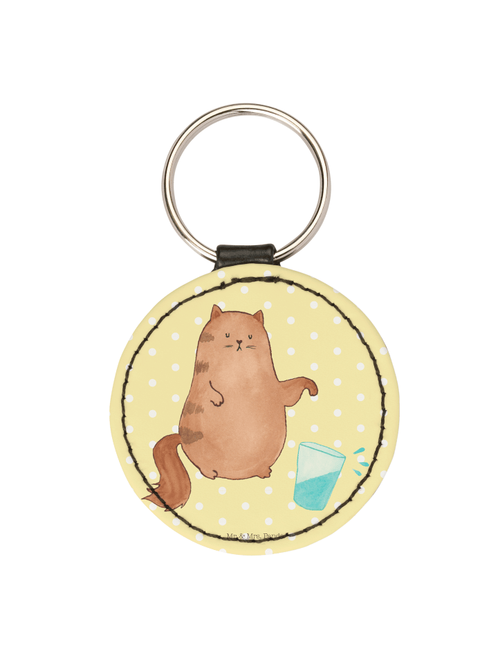 Anhänger Katze Wasserglas ohne Spruch in Gelb Pastell